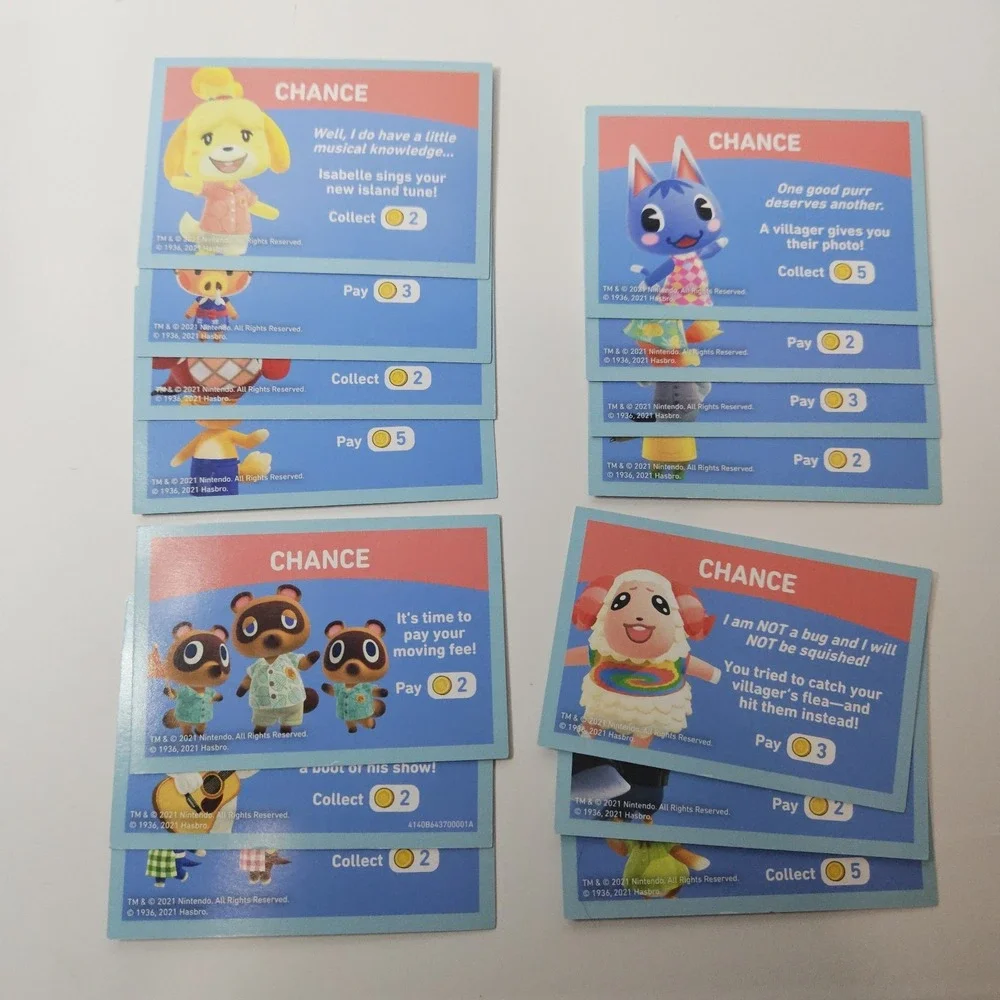 Animal Crossing Monopoly Replacement CHANCE Cards‎ - 14 Complete Set